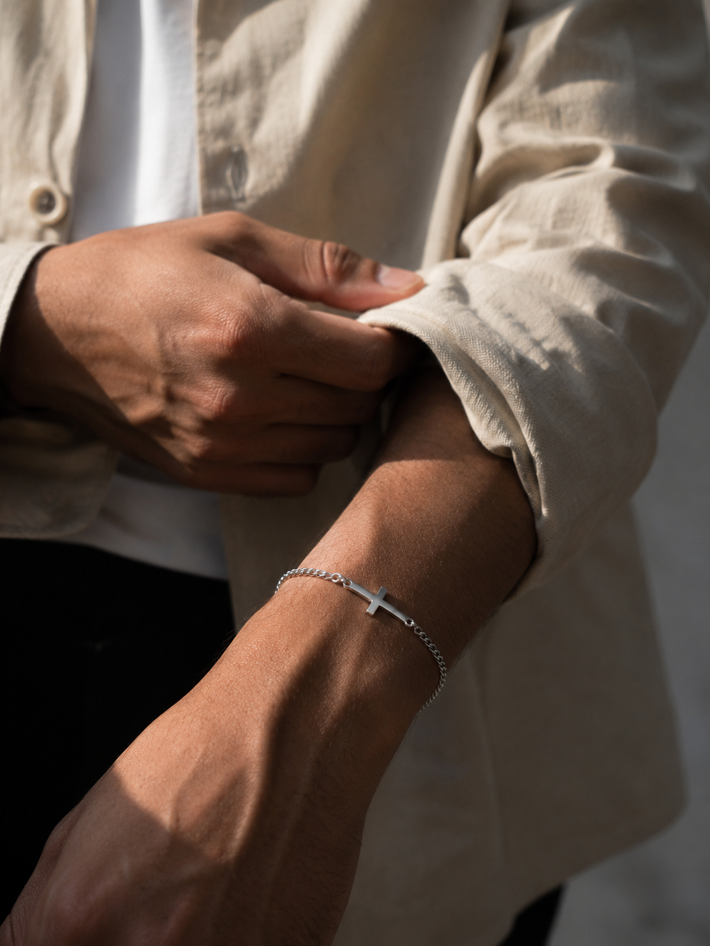 Aureli Signature Cross Bracelet - Silver