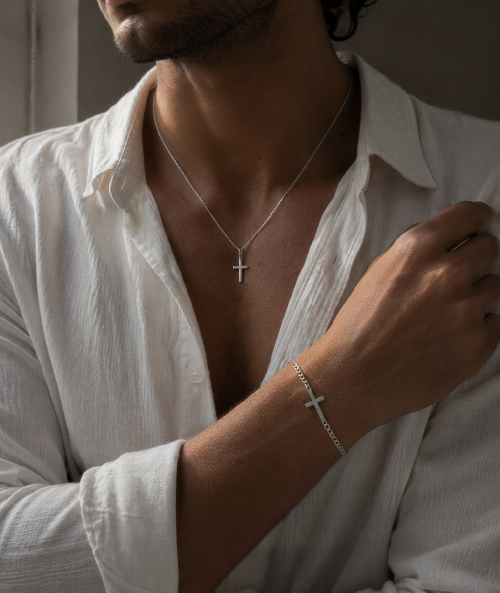 Aureli Signature Cross Bracelet - Silver